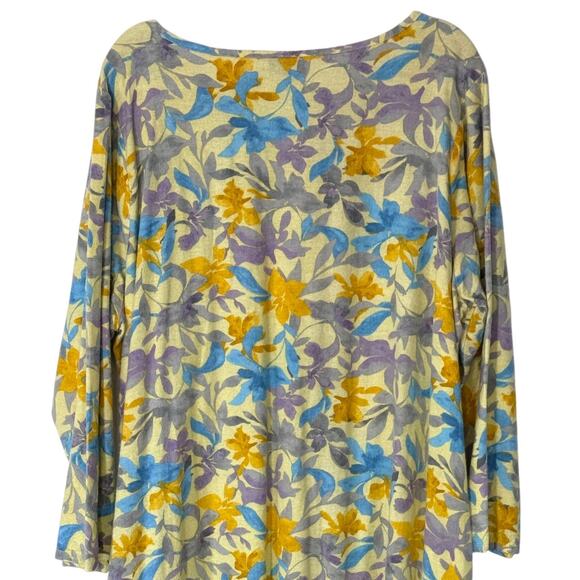 Cozee Corner Long Flannel Nightgown 1X Yellow Floral Maxi Granny Gown Cottage - Picture 3 of 13